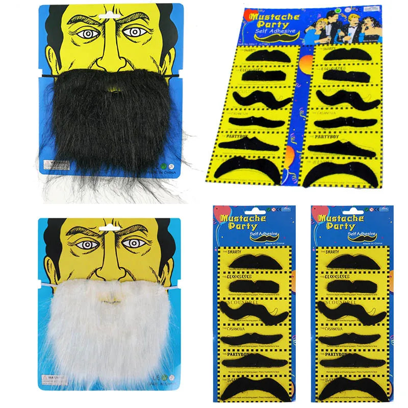 Funny Fake Mustache Photobooth Props Cosplay Fake Beard Costume Party Beards Whisker for Kids Adult Mexican Party Decorations