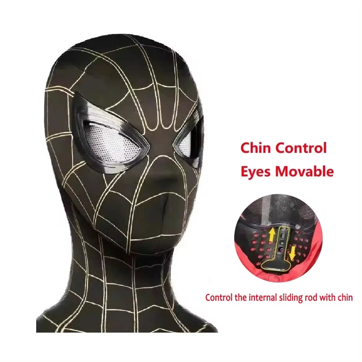 Spiderman Mask Eyes Movable Remote Control Spiderman Mask Peter Parker Halloween Cosplay Costume Mask Spandex Fabric Material