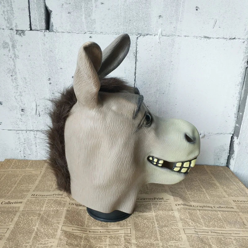 Donkey Mask Loquacious Donkey Dance Mask Halloween Horror Play Funny Horsehead Drama Performance Animal Hood