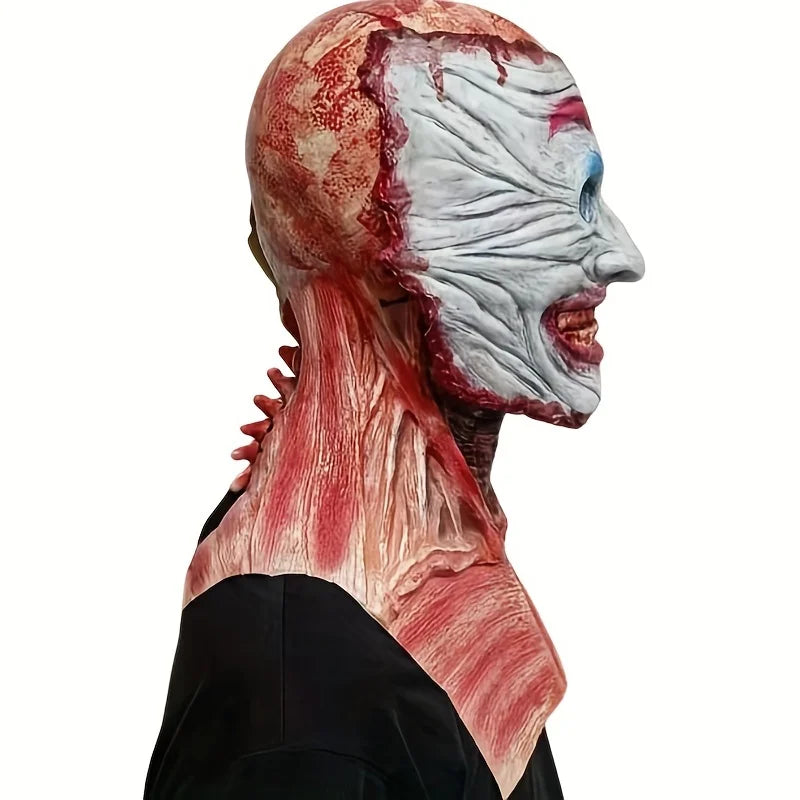 Double-Layer Ripped Jack Mask Halloween Bloody Horror Skull Latex Mask Cosplay Props Scary Themed Party Scare Show Decorative