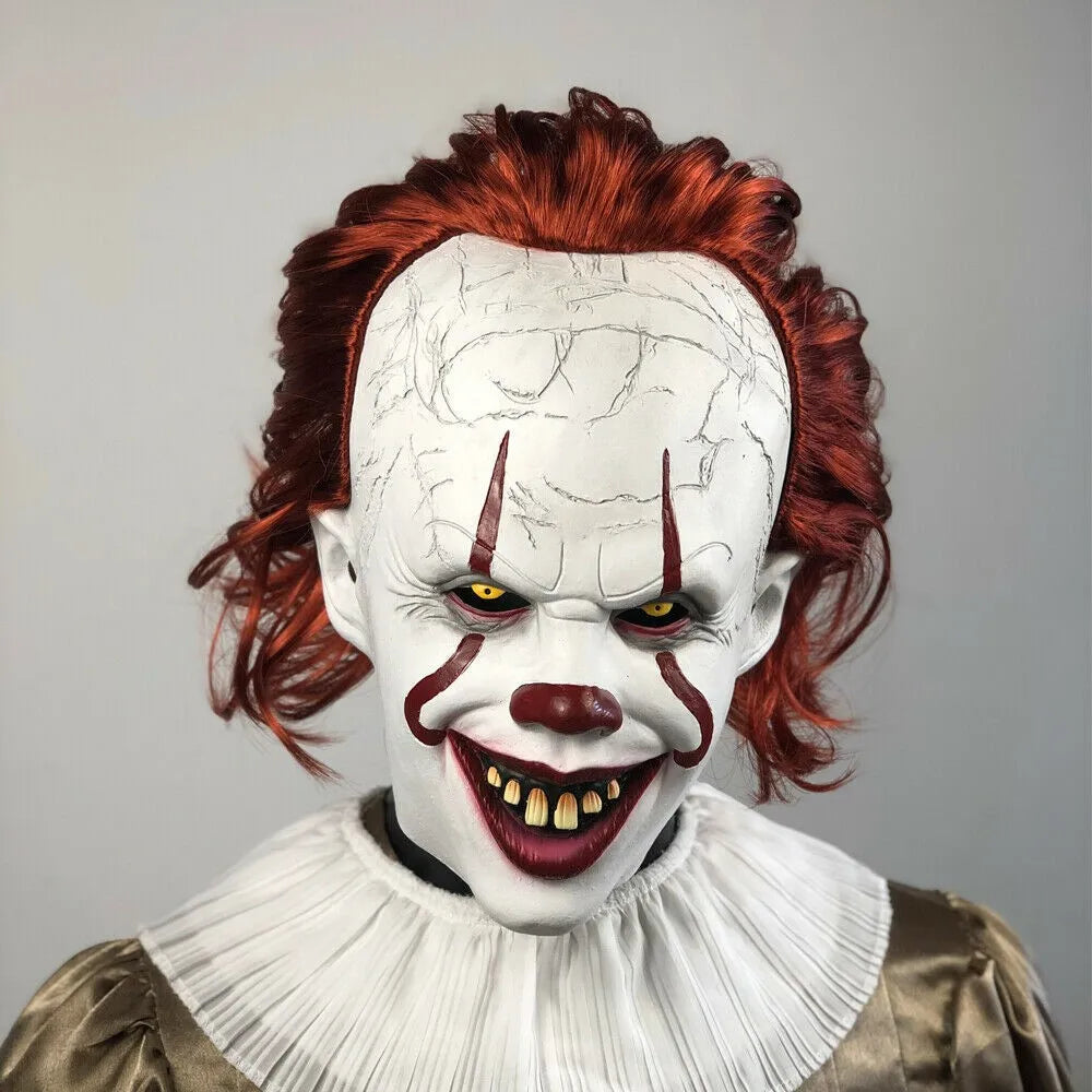 Halloween Mask Creepy Scary Clown Full Face Horror Movie Pennywise Joker Costume Party Festival Cosplay Prop Decoration