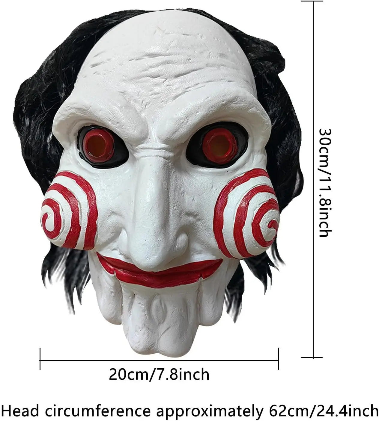 Halloween Mask Scary Chainsaw Massacre Jigsaw Saw Mask Halloween Costume Party Props and Decorations, Cosplay Mask with Wig Hair