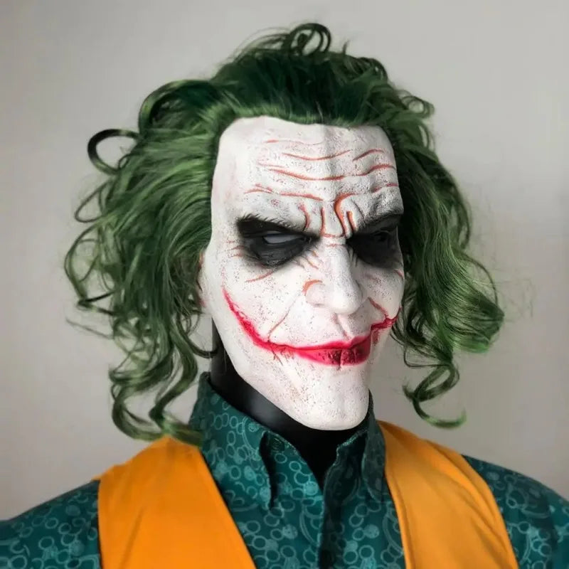 The Dark Knight Joker Cosplay Mask Halloween Party Unisex Adult Latex Mask Head Cover Party Performance Stage Props